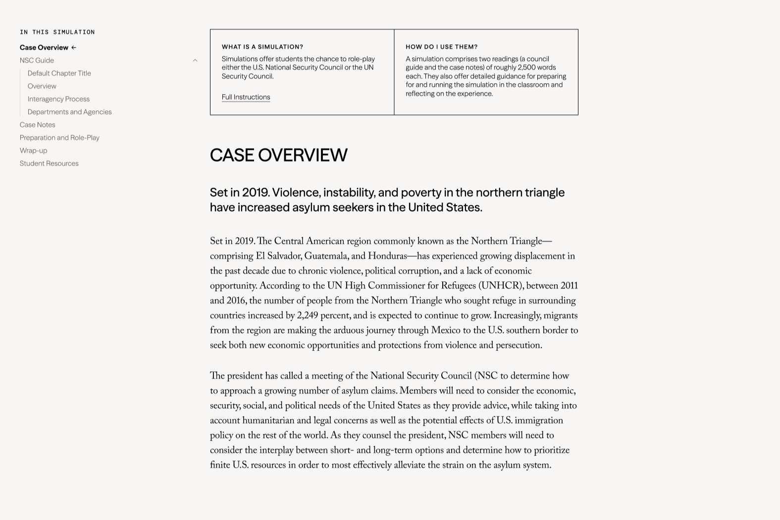 Simulation page, alternate view